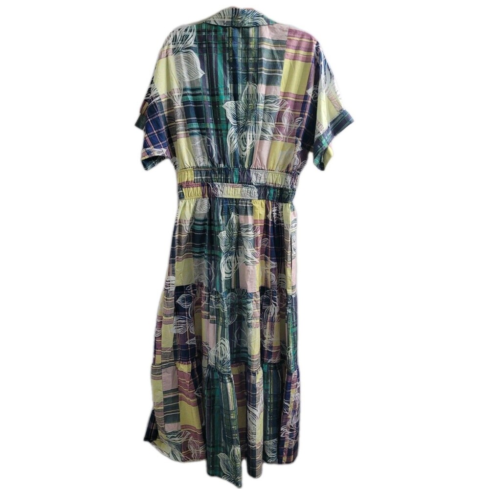 Anthropologie Pastel Plaid & Floral Tiered Maxi Dress - Picture 13 of 14